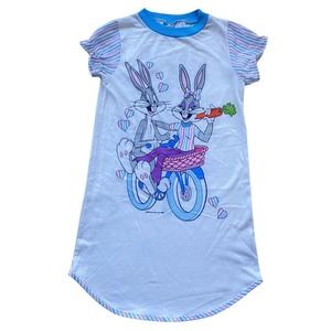 VTG Candlesticks 80s Bugs Bunny Honey Bicycle Nightgown Pajamas Looney Toons 4T